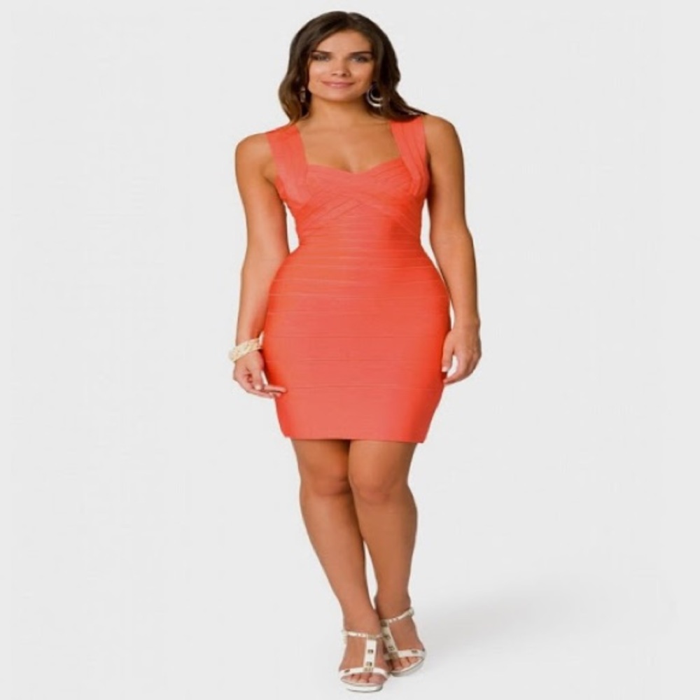 Herve Leger coral Pink Dress Small